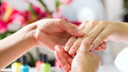 Hand massage after manicure